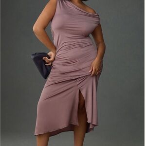 Anthropologie Ruched Asymmetrical Bodycon Dress